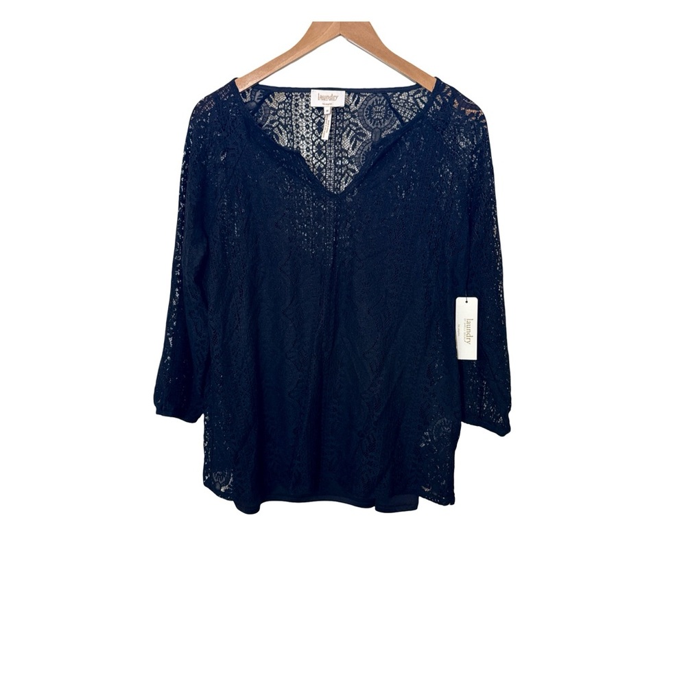 NWT Laundry By Shelli Segal Elegant Black Lace, with black Cami Top Size Medium